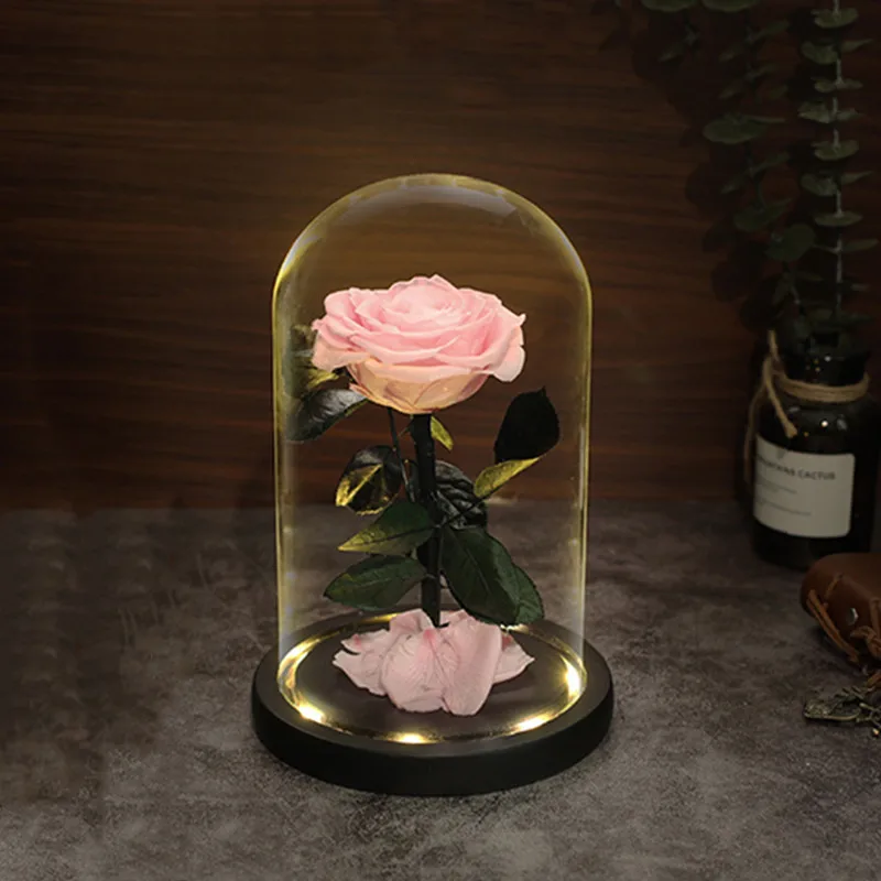 

10*18 см светящаяся черная основа среднего размера, стеклянный купол, ваза, украшение дома, подарок другу, свадебный живой реквизит