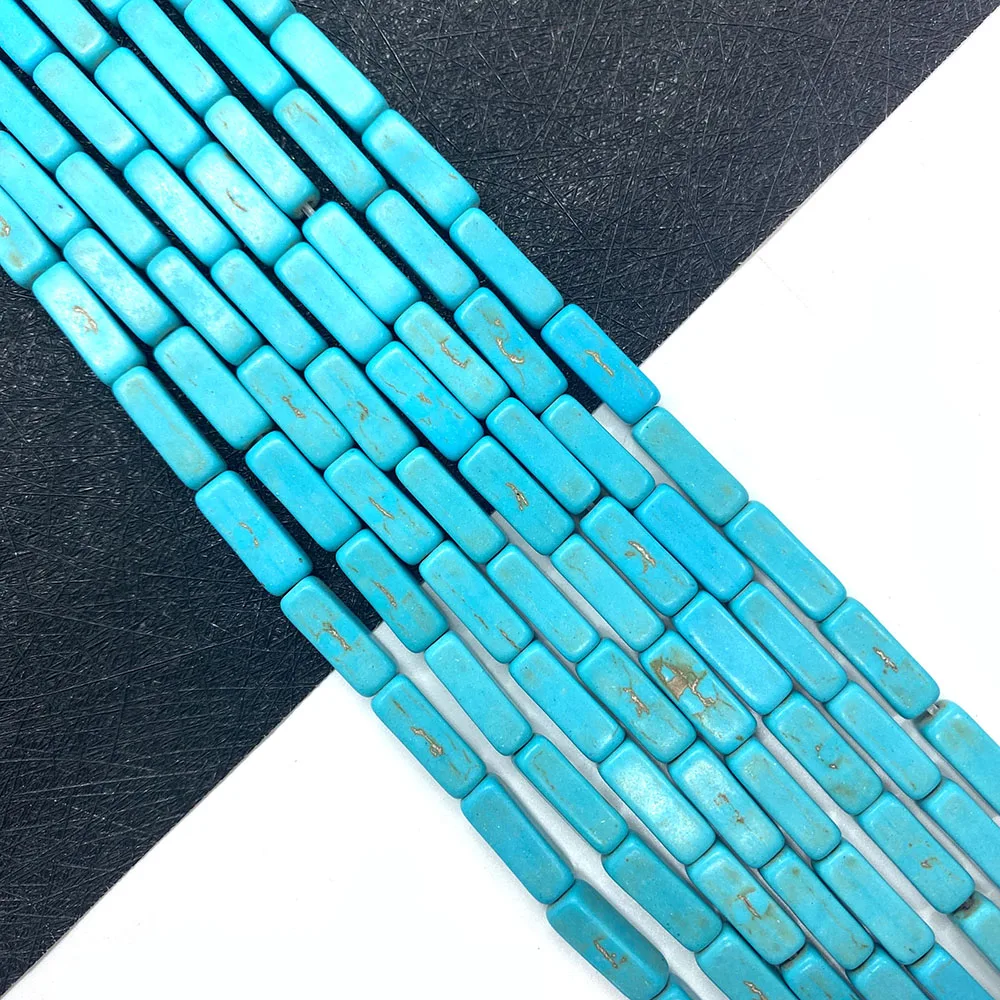 Natural Stone Rectangular Turquoise Loose Beads 4x13mm Cube Turquoise Tube Beads Charm Jewelry DIY Necklace Bracelet Accessories