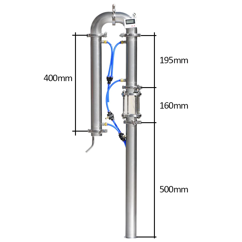 Imagem -03 - Torre de Destilação de Cobre Mesh Tube com Sight Glass Bottom Clamp Household Brewing Equipment Brandy Vodka 1.5 2