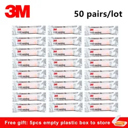 50pairs/lot 3M 1100 noise earplugs Genuine security 3M protectores auditivos sponge soundproof earplugs