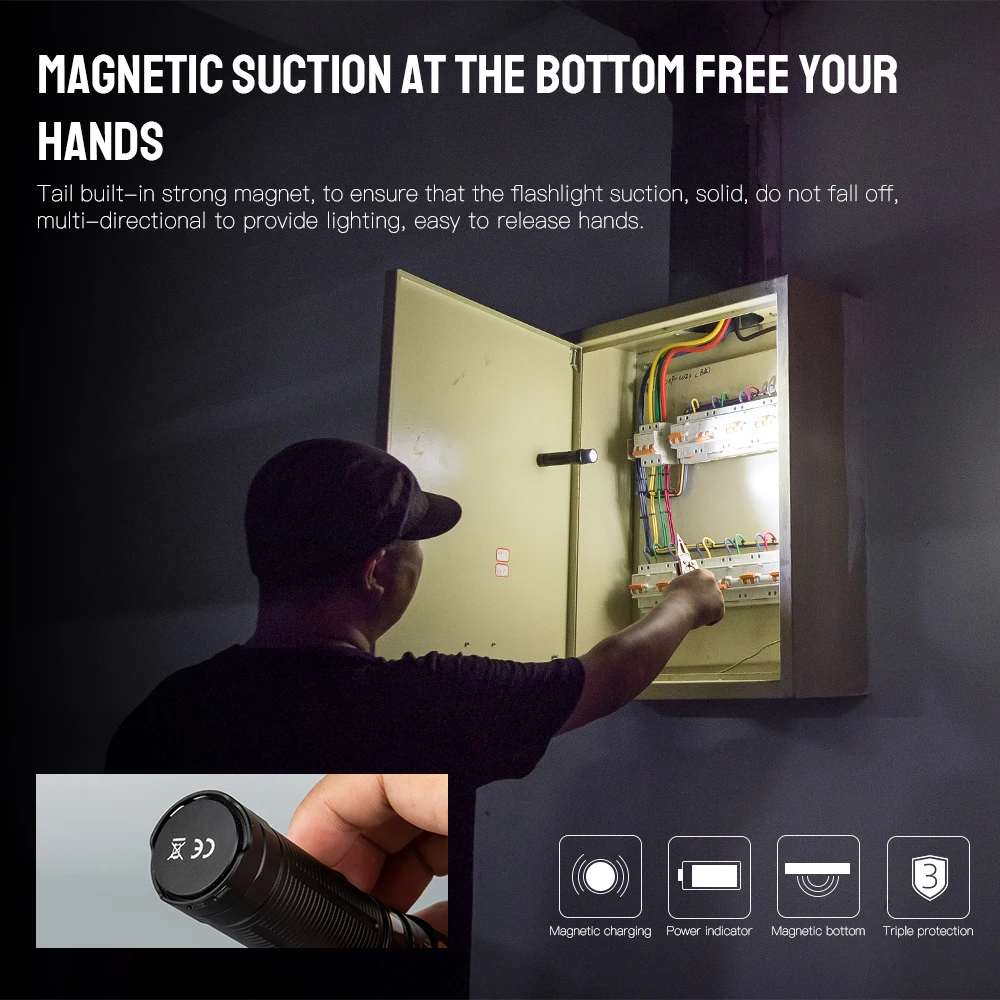 Trustfire MC5 Linterna LED táctica EDC recargable USB magnética - imagen 5