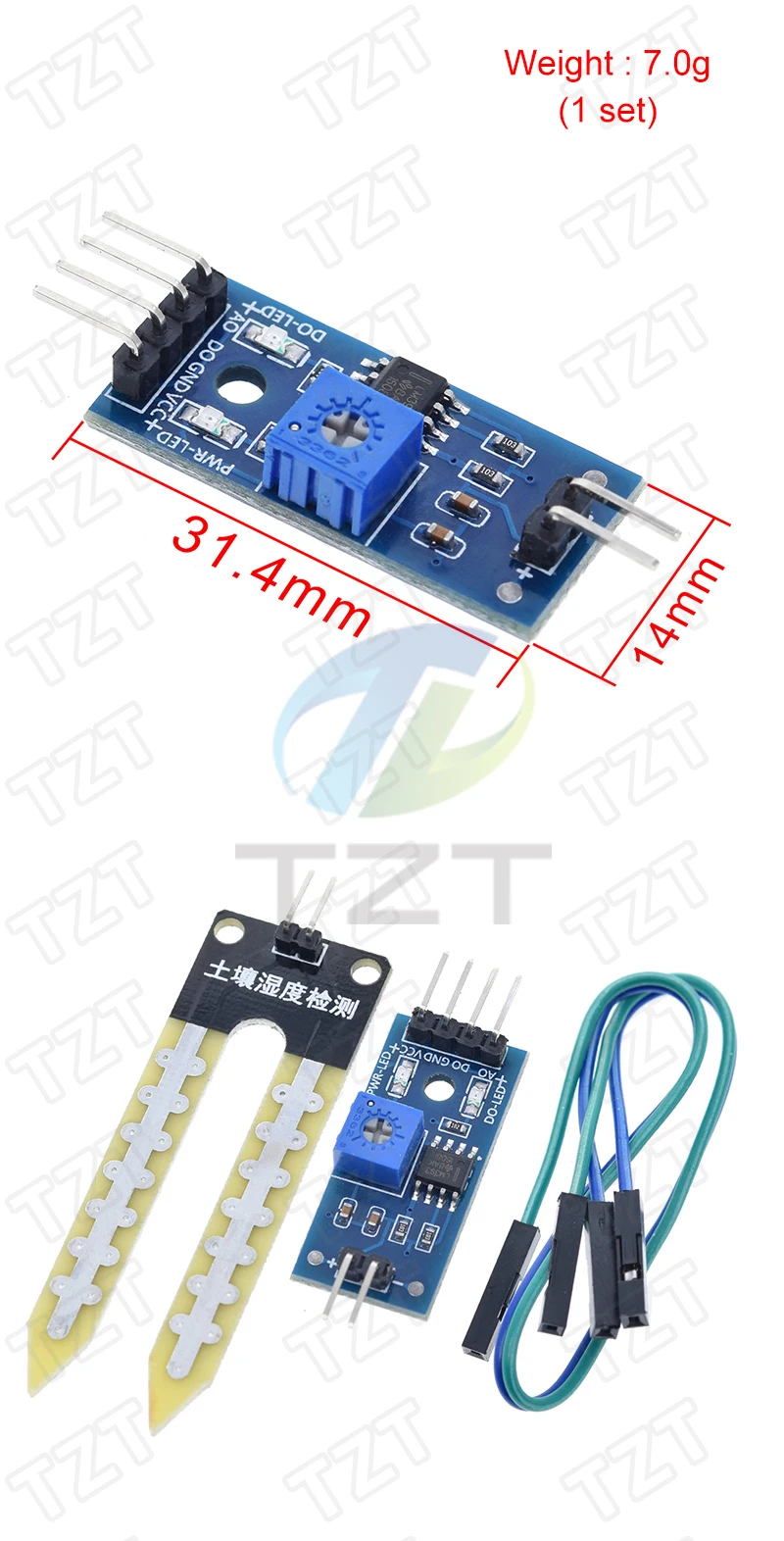 TZT Kapazitive Bodenfeuchtesensoren-Module, Bodenfeuchte-Digitalanzeige, Relais-Steuermodul, automatische Bewässerung für Arduino – Detail 7