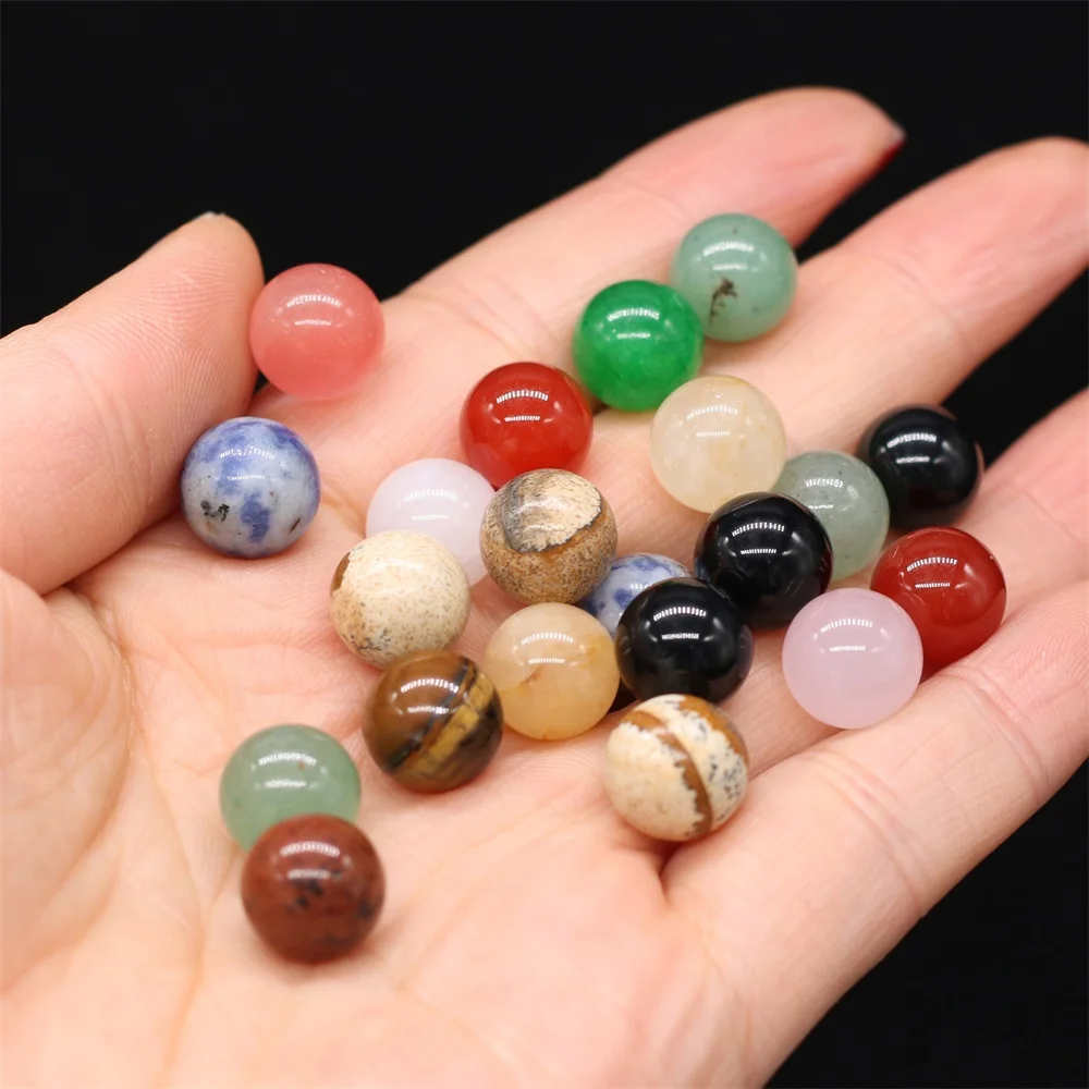 10Pcs Natural Stone Beads 8 MM Without Hole Round Semi-Precious For Potted Plants Fish Tank Decorations