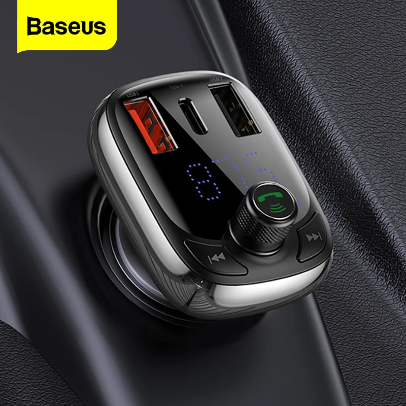 Baseus-transmisor FM para coche, dispositivo de carga rápida 4,0, 3,0, QC4.0, QC, USB, manos libres, Bluetooth 5,0, Kit de reproductor MP3, modulador