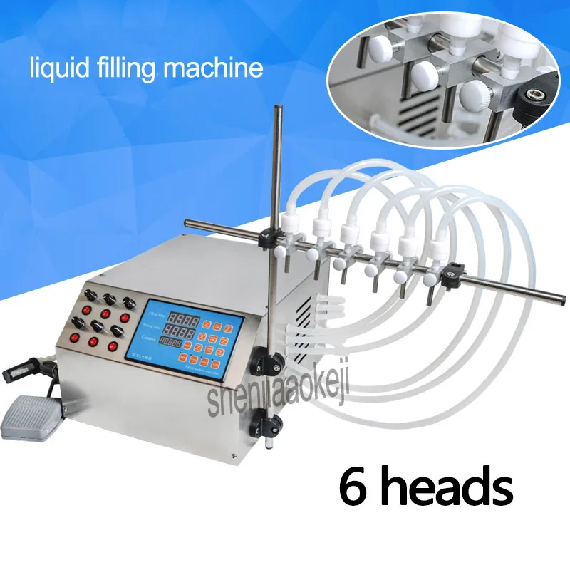 GLZ-80 Electric Digital Control Pump Liquid Filling Machine 6-heads Filling Machine 3-4000ml For Liquid Perfume/Water/Juice 1PC