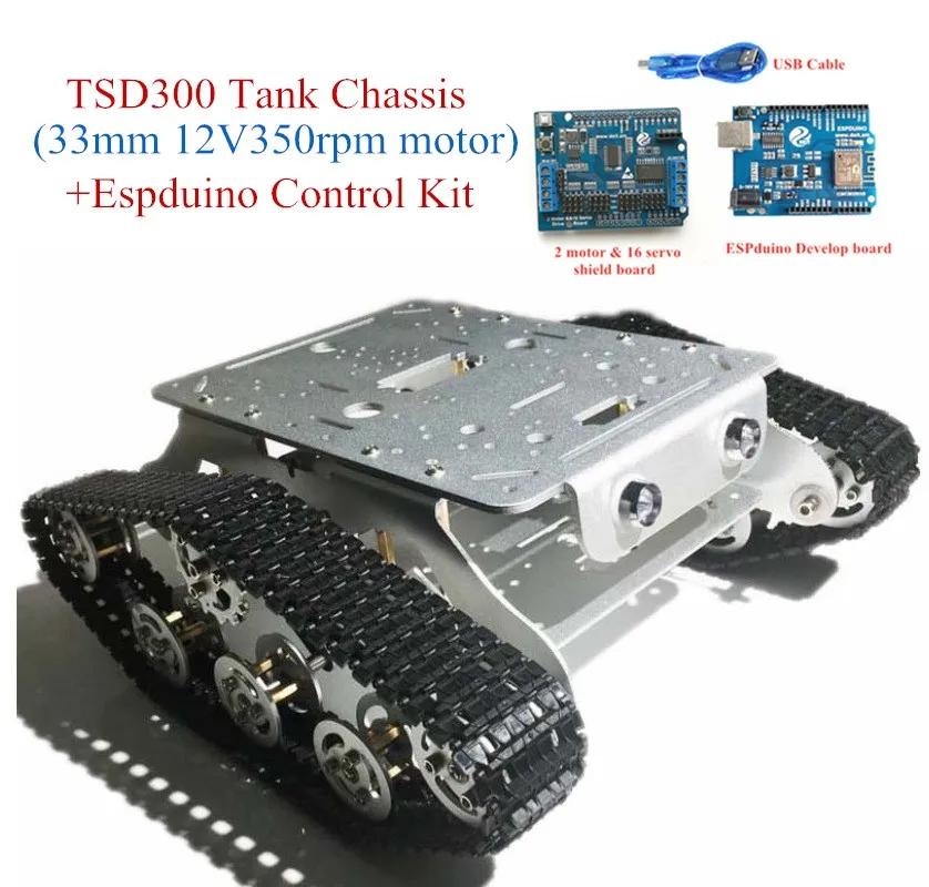 Original DOIT Caeser TSD300 4WD Shock Absorption Crawler Metal Tank Car Chassis based on ESPduino Development Kit Smart Robot