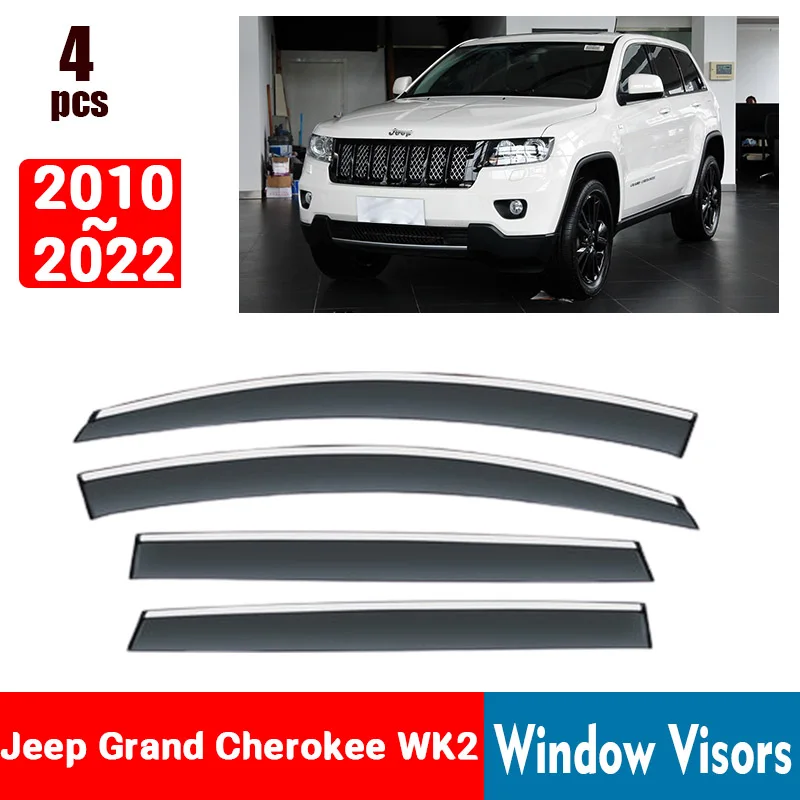 

FOR Jeep Grand Cherokee WK2 Window Visors Rain Guard Windows Rain Cover Deflector Awning Shield Vent Guard Shade Cover Trim