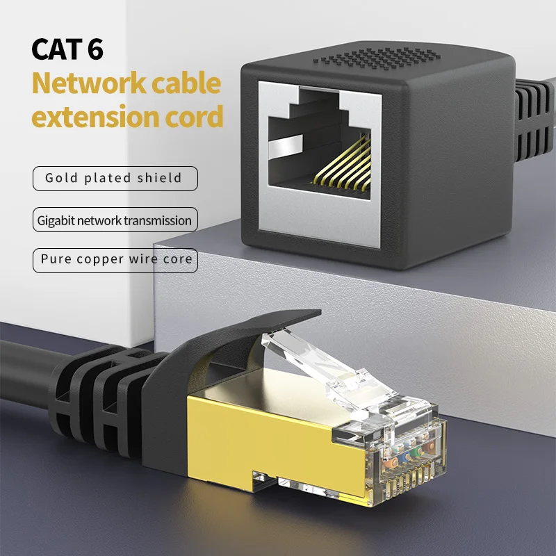 RJ45 CAT6 Extension Cable Adapter Gigabit Ethernet Network Patch Cords Male to Female Compatible with CAT 6 5E 5
