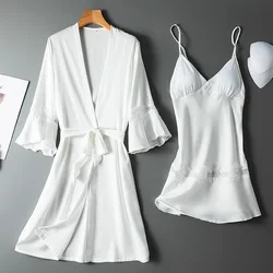 Patchwork Bride Bridesmaid Wedding Robe Satin Robe Set For Women Sleepwear Bathrobe Sexy Nightdress Home Dressing Gown