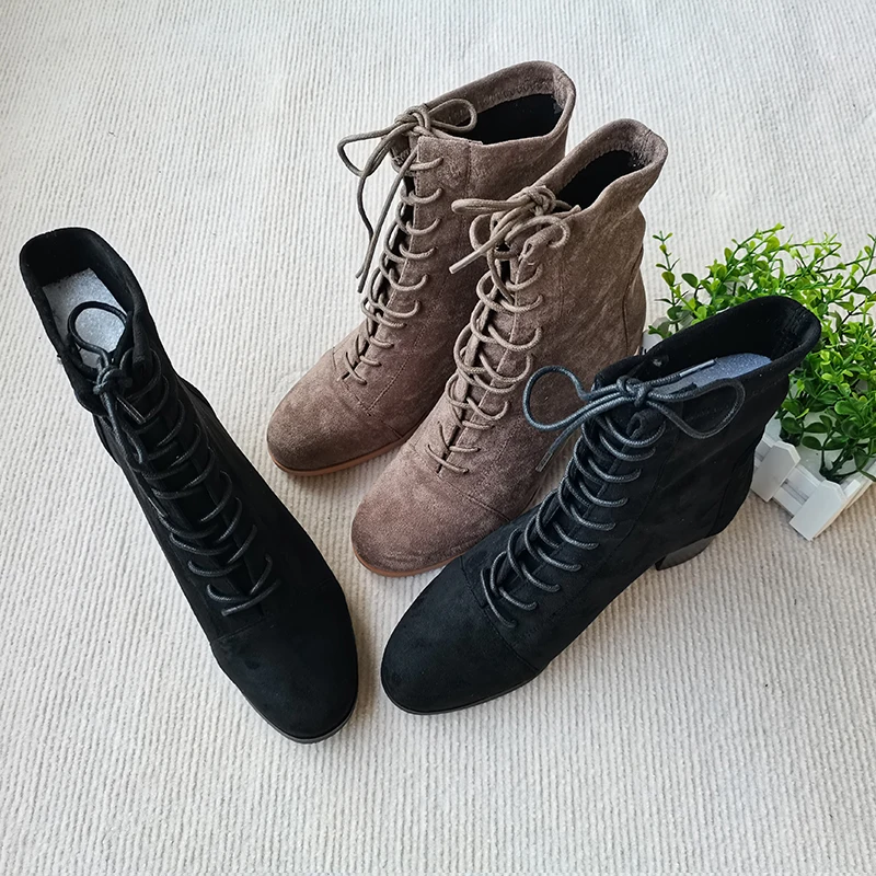 INS HOT women Ankle boots plus size 22-26.5 cm length autumn and winter boots women Round toe Elastic cloth mid-heel booties