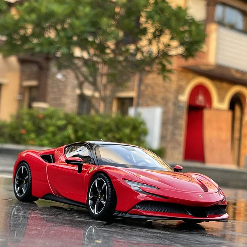 Bburago 1:24 Ferrari SF90 Alloy Sports Car Model Diecast Metal Toy Vehicles Car Model Collection High Simulation Childrens Gifts