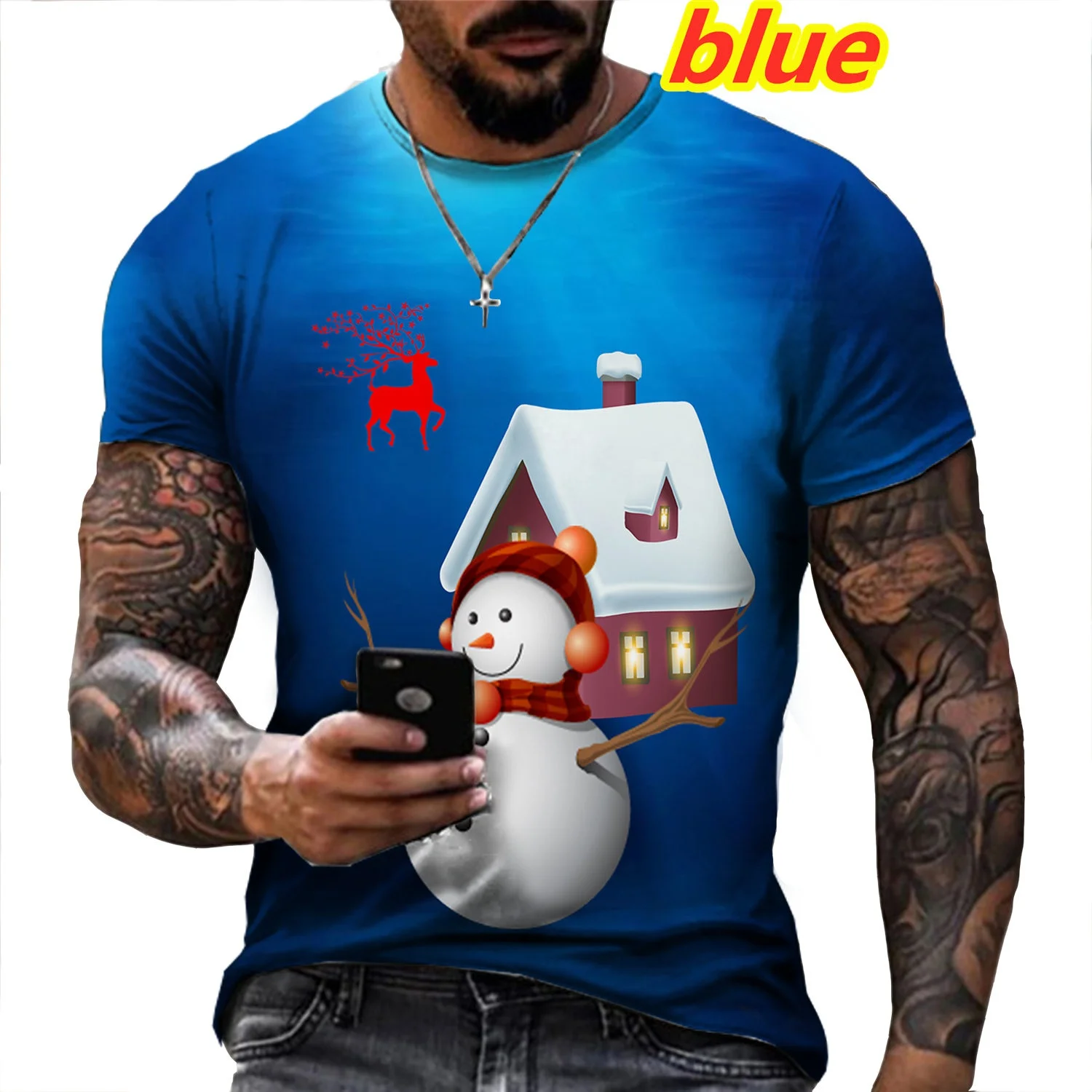 Fashion 3d T Shirt Snowman Santa Claus 3D Printing Tee Shirts Christmas Short Sleeve Funny Tees