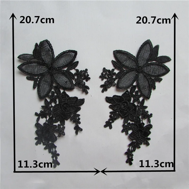 Fashion style Embroidery Black Applique Lace Collar Sewing Lace Fabric DIY Neckline Dresses Accessories A pair of sale YL258