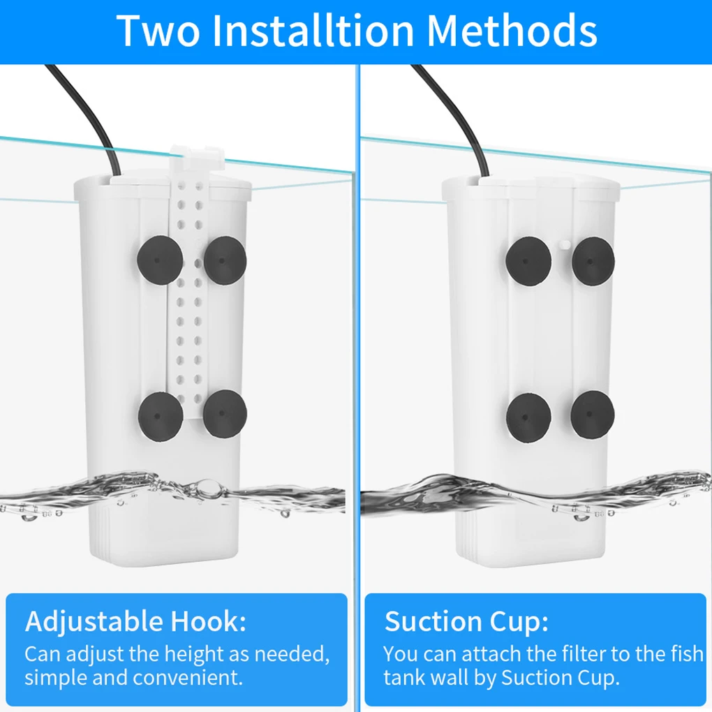 Tortoise Tank Water Filter 5W Low Water Level Reptile Low Noise Filter Pump 1-12 Gallon Aquarium Waterfall Cleaning Supply