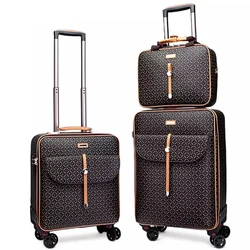 Super Mode Reisbagage PU 16/20/2424 inch Met Handtas luxe trolley koffer vrouwen mannen Spinner merk reistas