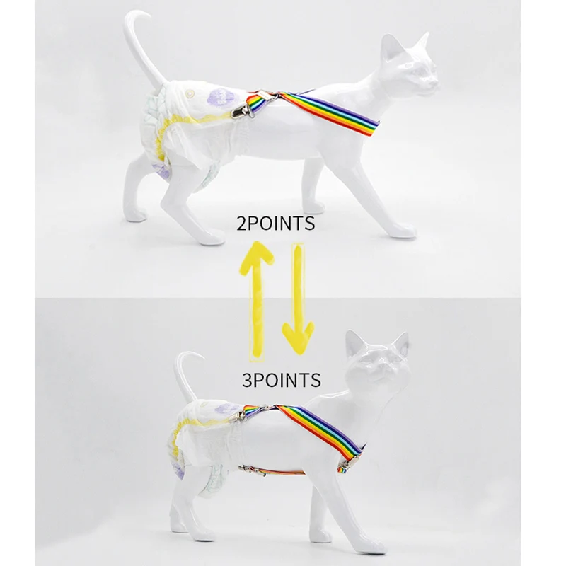 Rainbow Fixed Clip for Dog Diaper Elastic Rope Suspenders for Pet Clothes Apparel Diaper Pants Skirt Belly Bands Pet Accessories