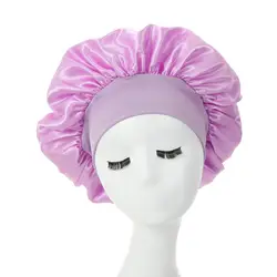 Women's Hair Caps Lined Silky Satin Bonnet Sleep Cap Adjust Head Cover With Band Beauty Salon Hair Care Hat Bathroom Accessories