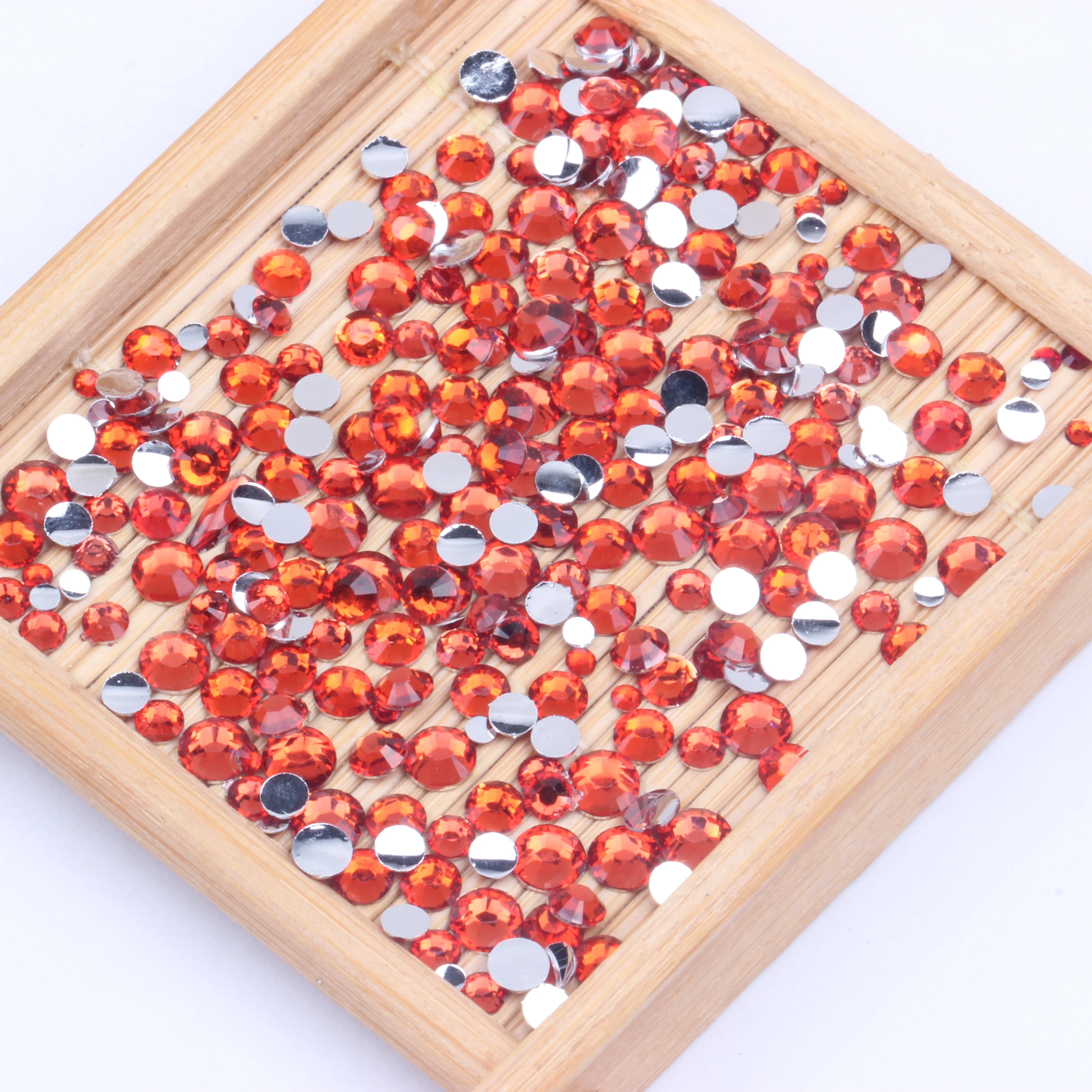 Orange Glue On Resin Rhinestones 500/1000pcs 2-6mm And Mixed Sizes Round Flatback Non Hotfix Diamonds DIY Crafts Embellishments