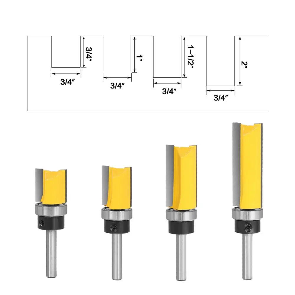 1pcs 6mm 1/4inch Shank Flush Trim Router Bit Pattern Bit Top Bottom Bearing 3/4\