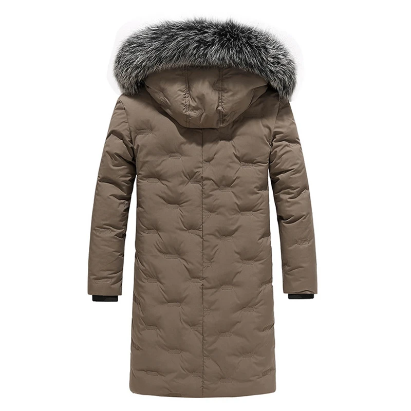 Winter männer Gestickte jacke Männer Feste Jacke Neue Ankunft Dicke Warme Mantel Lange Mit Kapuze Jacke Pelz Kragen Winddicht Padded Parka