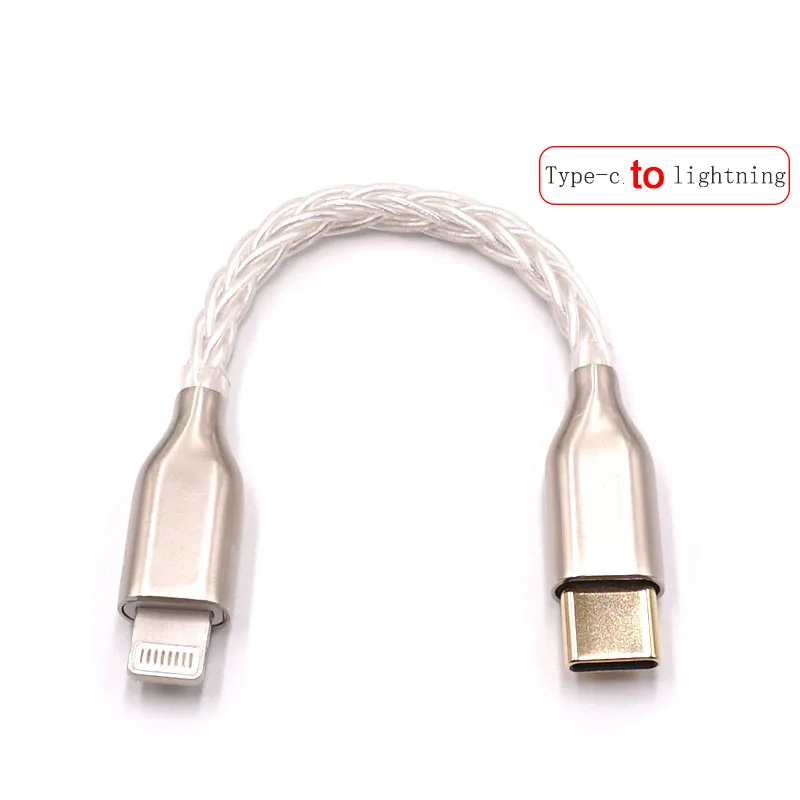 8-core 5N sterling silver Audio Cable Type-c to typec Lightning Micro HiFi Headphone power amplifier OTG cable Converter Adapter