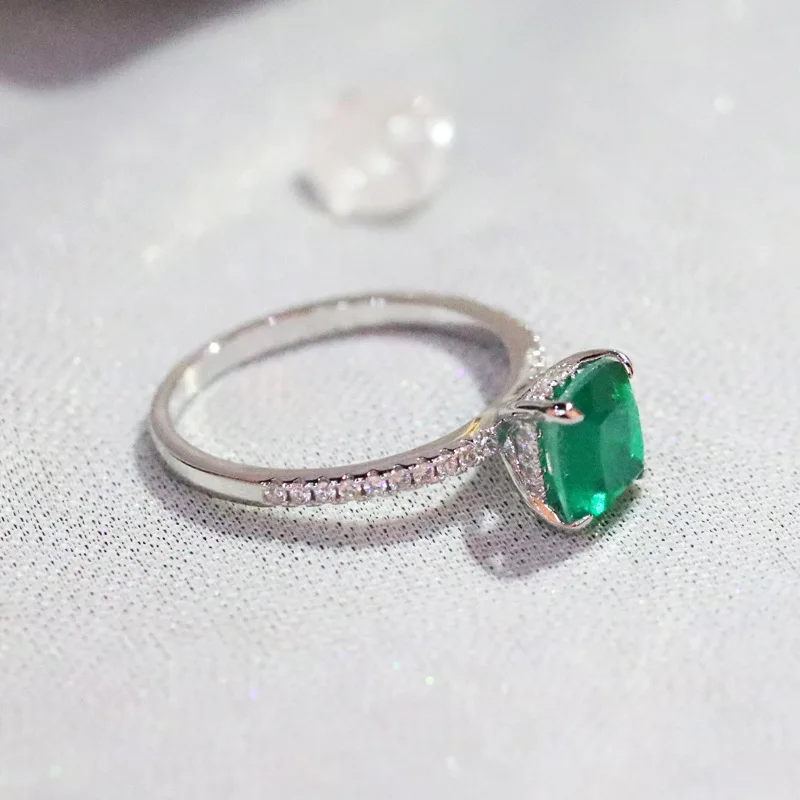 18k gold  Vintage Emerald topaz Diamond Rings For Women Genuine Jewelry Wedding Anniversary Resizable Rings Gift Wholesale