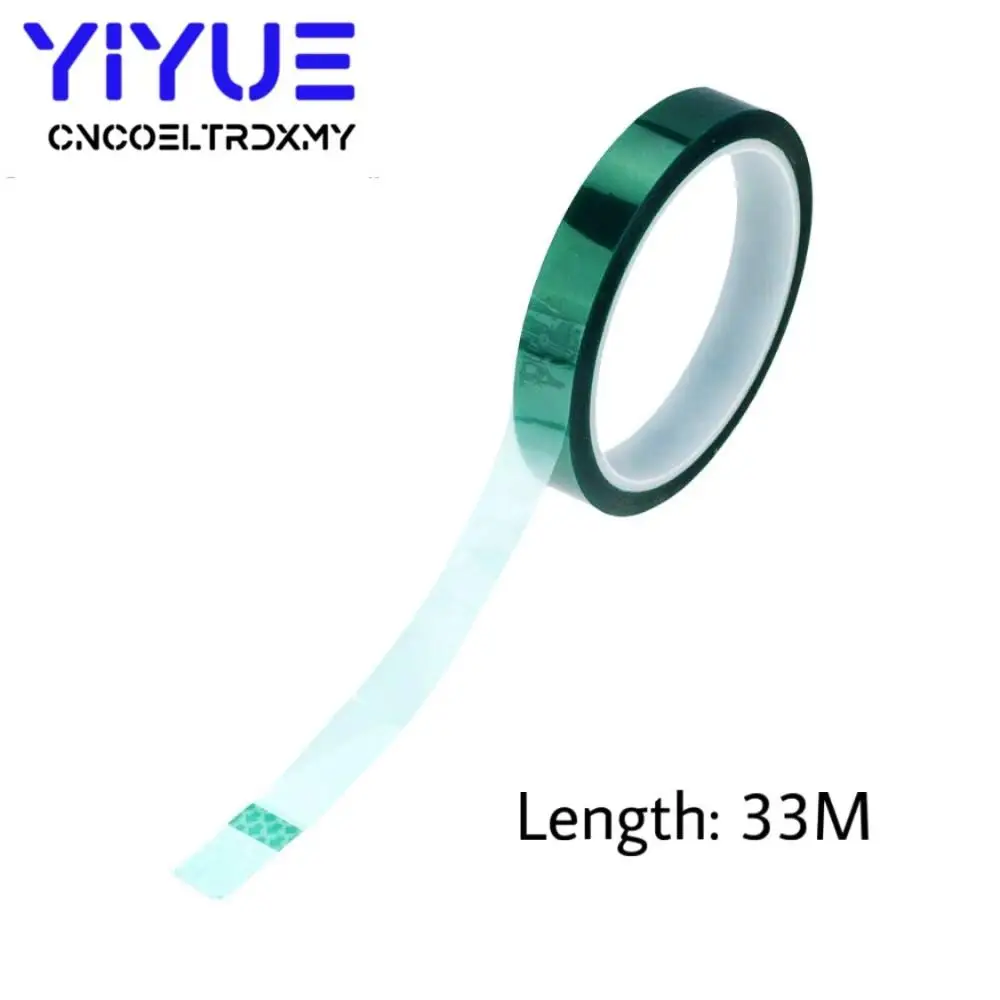 33M x 5/8/10/12/15/20/25MM Green High Temperature Resistant Tape Polyimide PET Tape For Electric Task/grills/powder coating