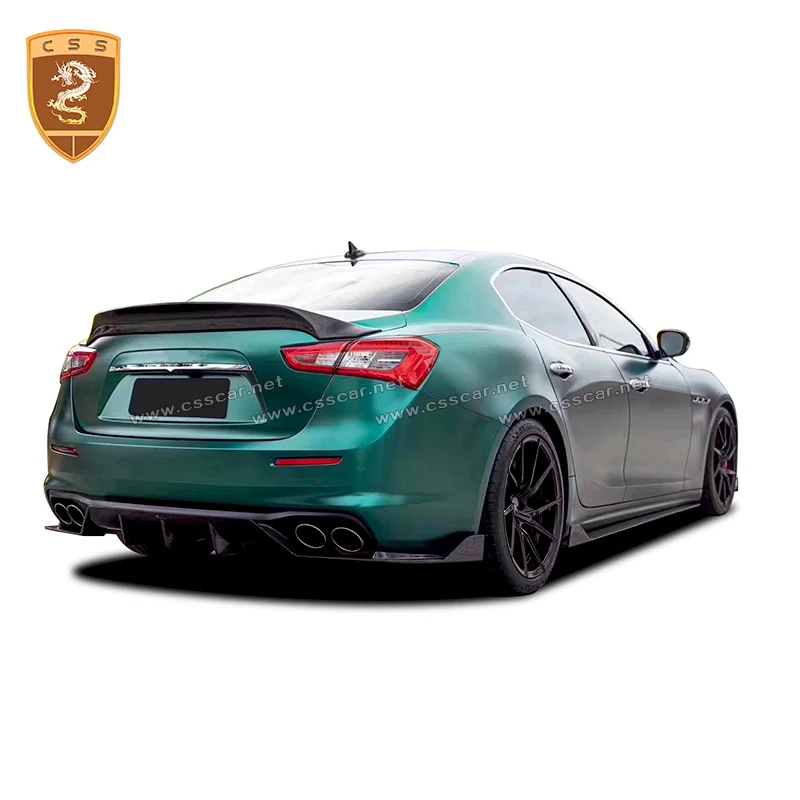 For Maserati Ghibli 2018-2020 CSS Style Carbon Fiber Front Bumper Spoiler Protector Plate Rear Lip Splitter Side Skirt Body Kit