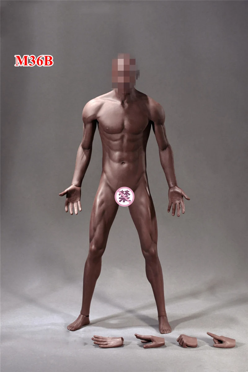 1/6 SFD Brown Skin Male Figure Black Athlete Muscle Body Accessories Tall 30cm BJD DIY Action Figure Doll Soft Silicone Model