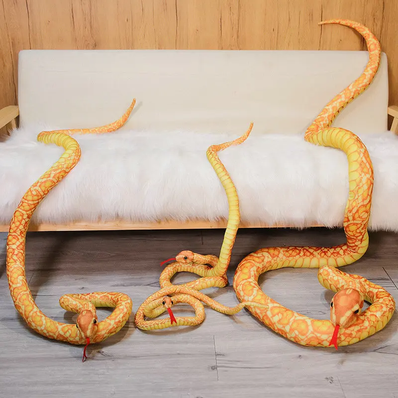 300cm Fake Simulated Snakes Plush Toy Giant Cobra Long Stuffed Python Krait Anaconda Plushie White Yellow Scary Props