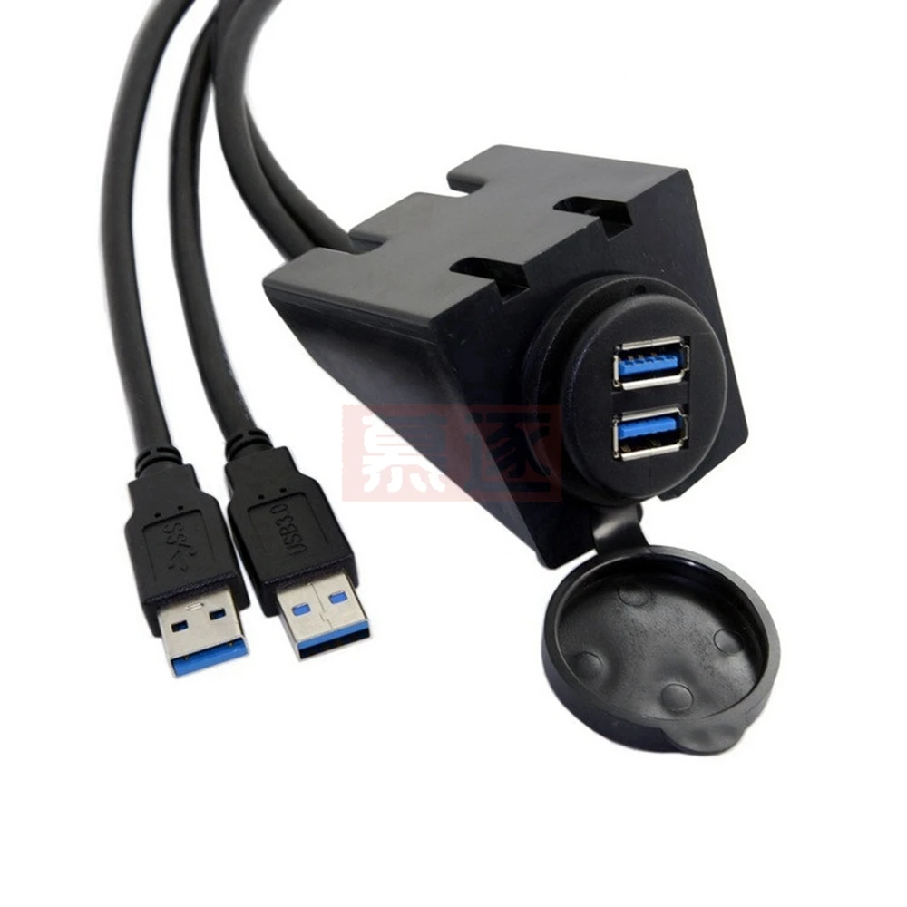 2 포트 듀얼 USB 3.0 남성 - USB 3.0 여성 AUX 플러시 마운트 자동차 마운트 확장
