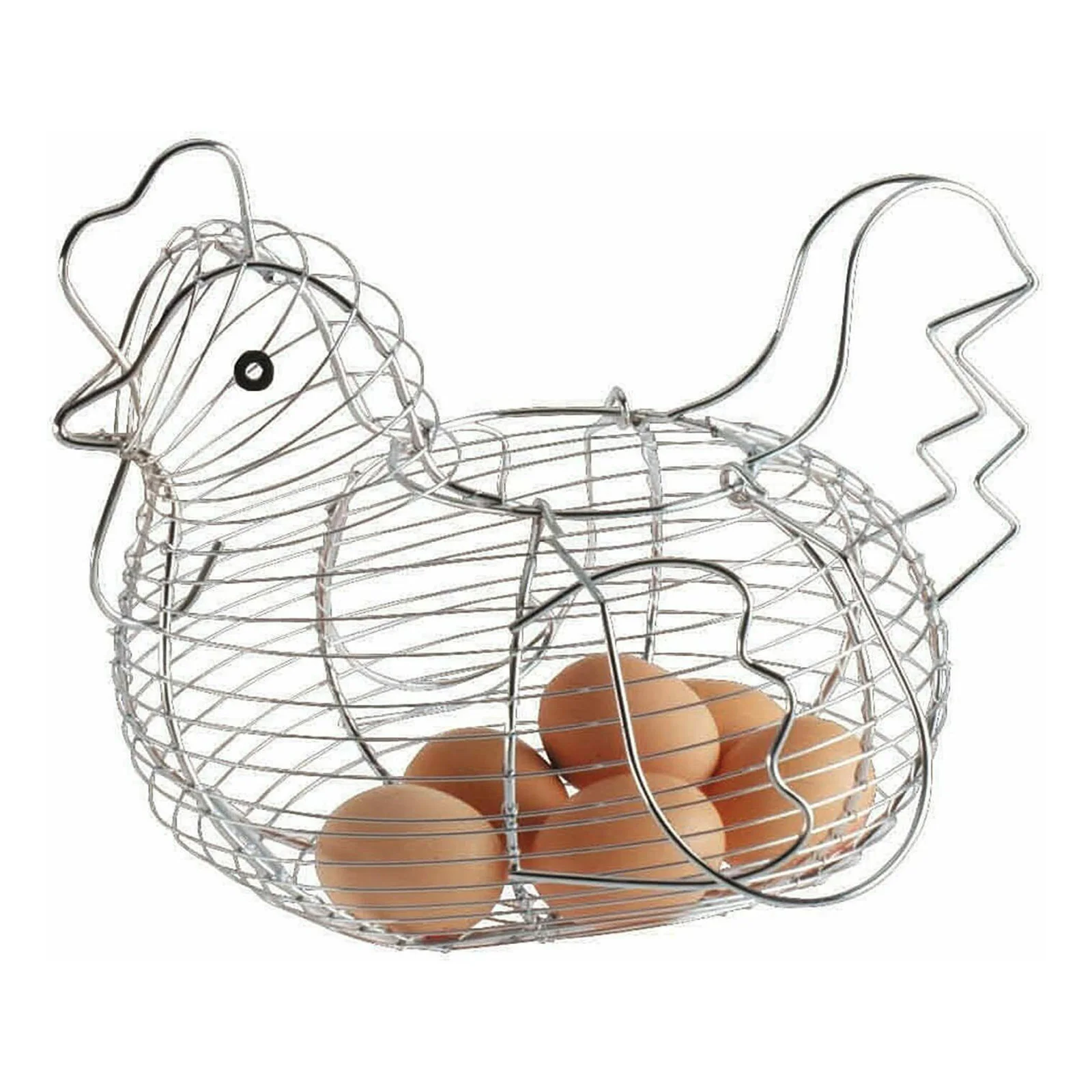 Wire Metal Egg Baskets Vintage Storage Rustic Chicken Hen Shape with Handle