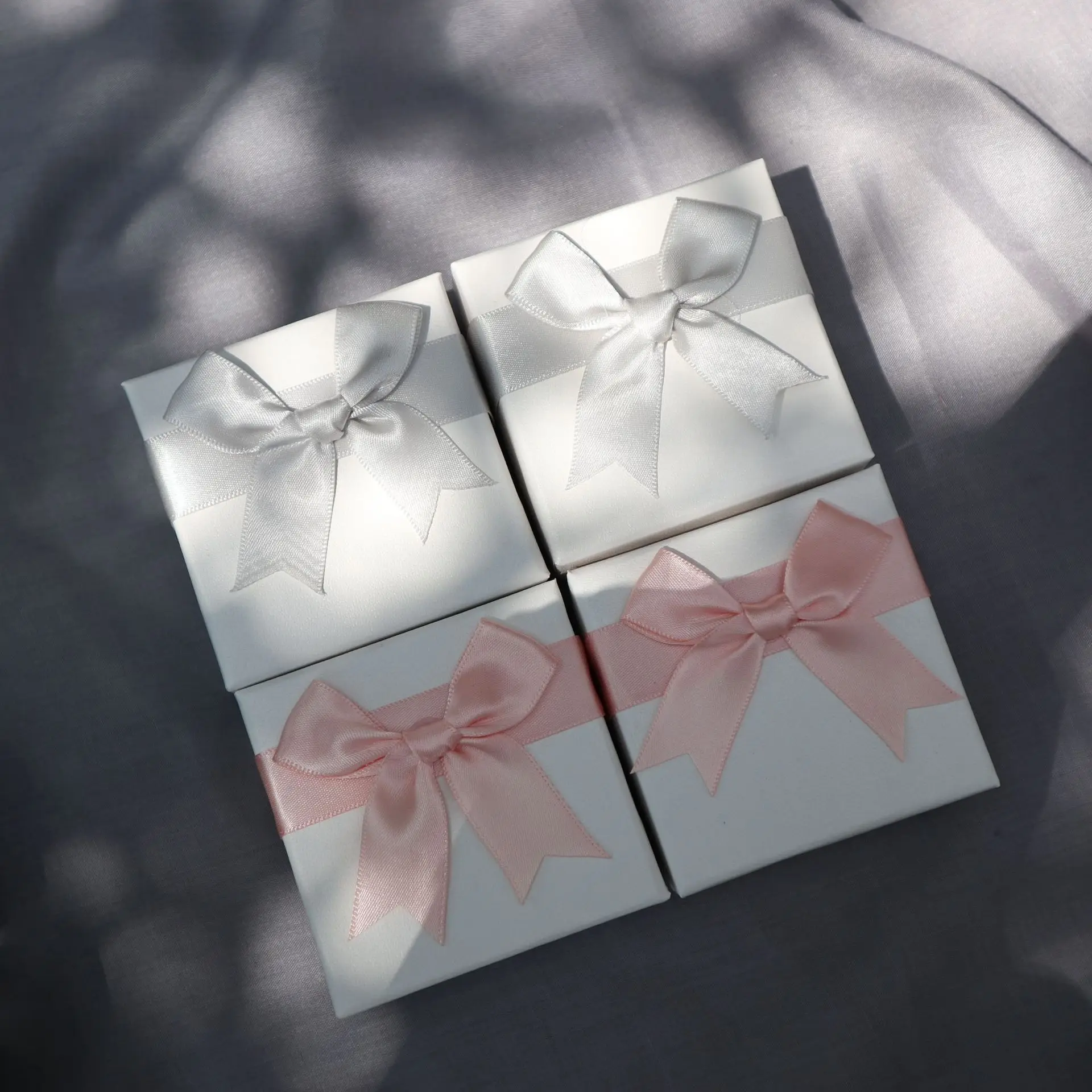 

12Pcs Jewelry Packaging Grey Pink Bow Wedding Necklace Ring Earring Pendant Boxes Jewelry Package Gift Boxes Storage Case