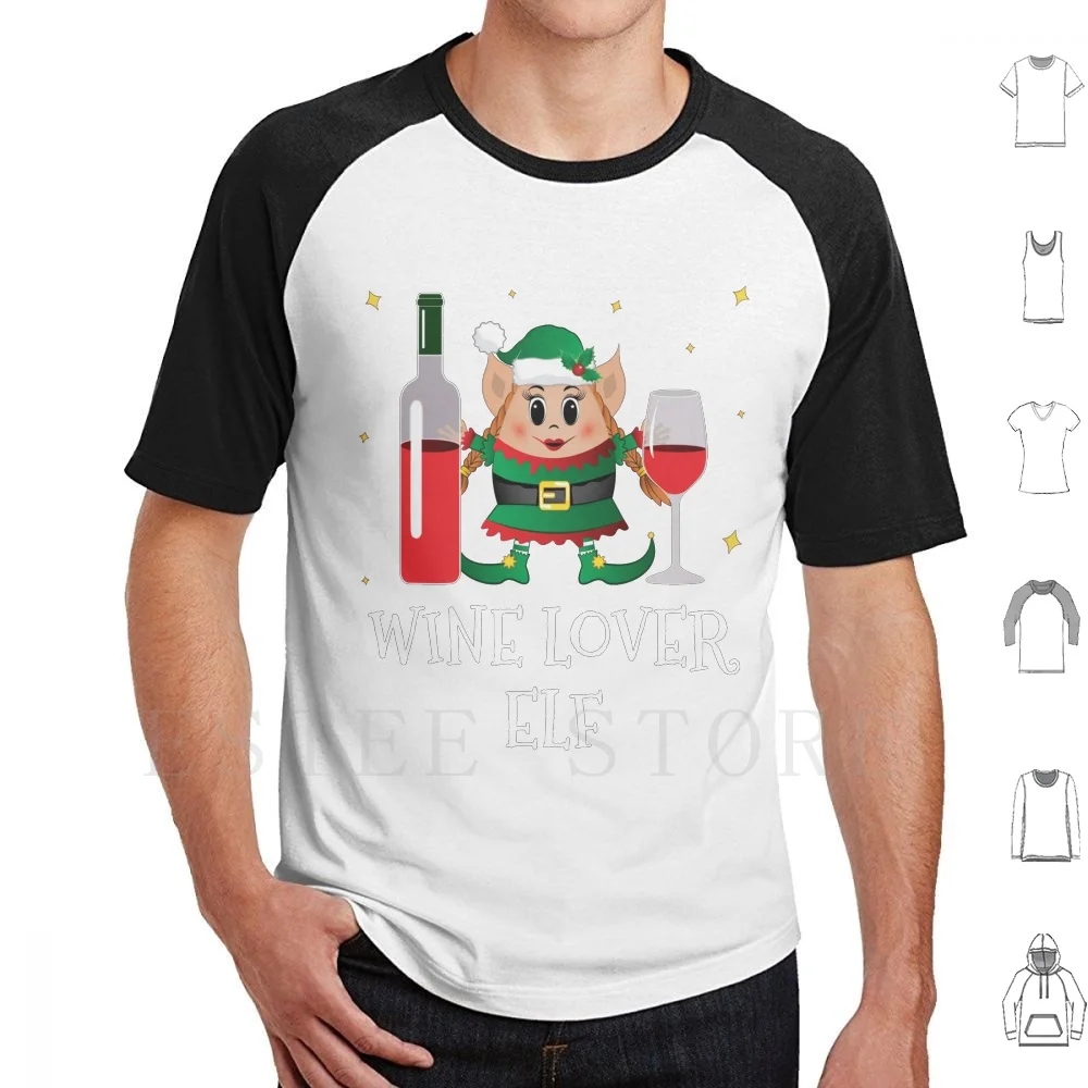 Christmas Wine Lover Elf Drinking Funny Cute Party Elf T Shirt Cotton Men DIY Print Christmas Wine Wine Christmas Christmas