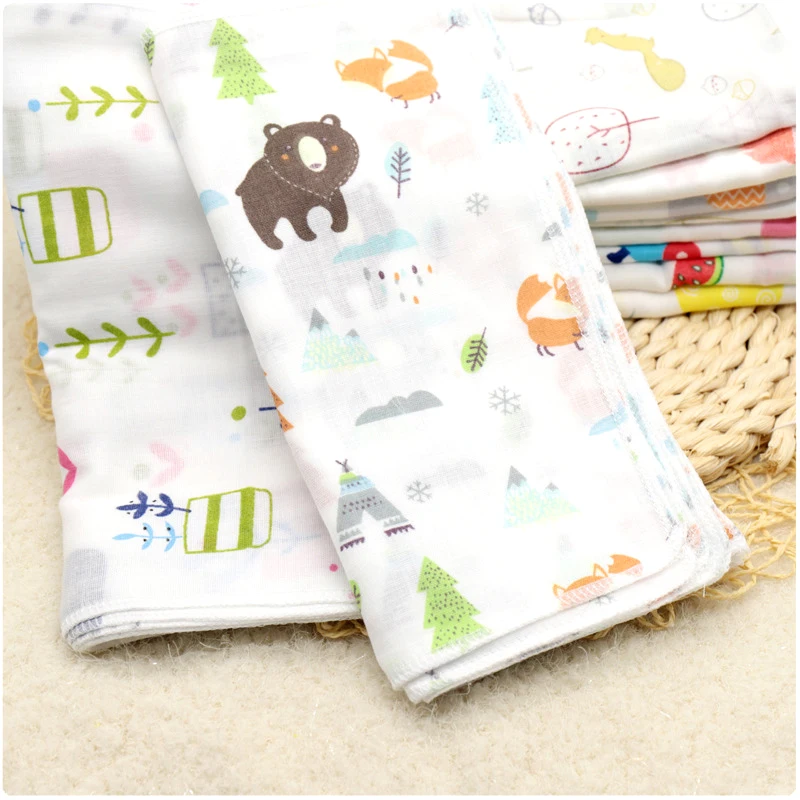 Baby Infant Towel Muslin Towel Handkerchiefs Two Layers Wipe Towel densely woven muslin cotton 25*25cm kids Towels