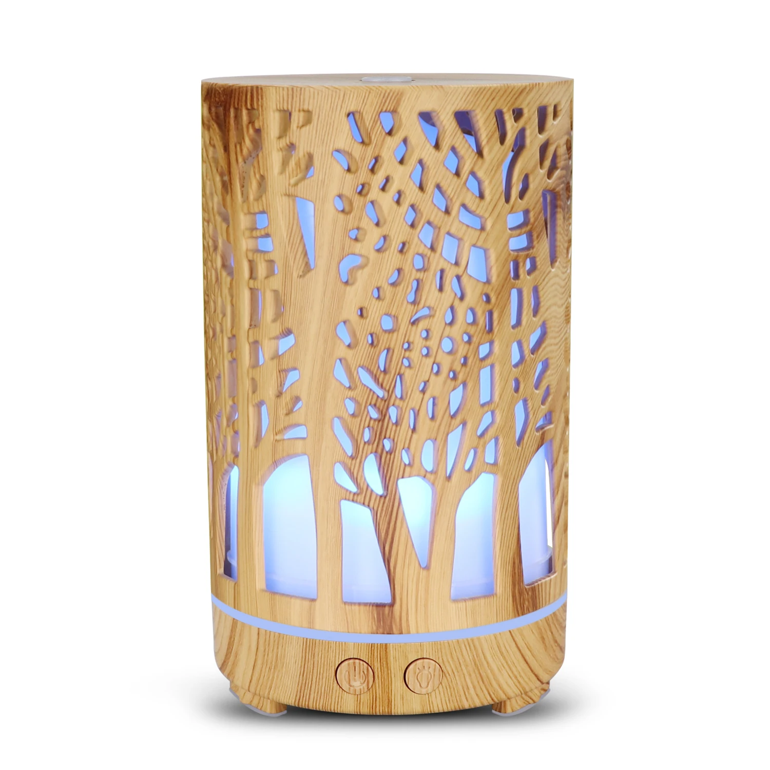 2021 200Ml Hot Koop Gift Usb Bos Patroon Hollow Ultrasone Luchtbevochtiger Smart Aromatherapie Aroma Diffuser 7 Led Verlichting