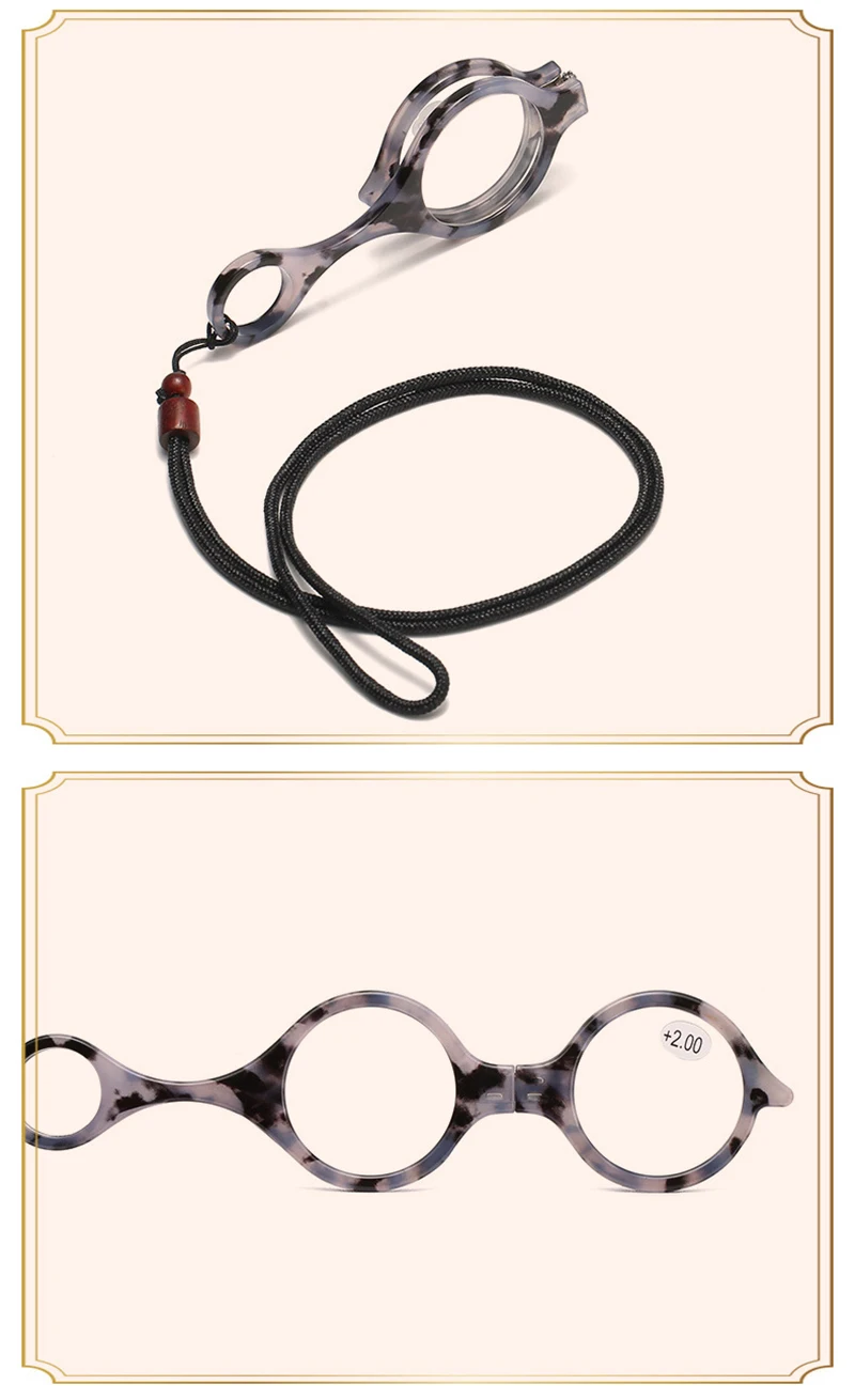 Faltbare Anhänger Lesebrille Lupe Tragbare Verhindern Verlust Runde/Katzen Augen Halskette Prebyopie Brille Senden Mit Kette – Detail 15