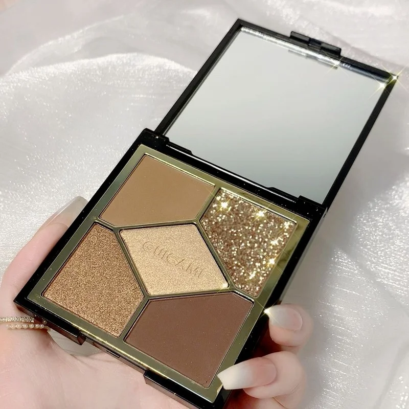 Five-color Pearlescent Eyeshadow Palette Five-color Eyeshadow Eye Makeup Palette Cosmetics Earth Color INS Popular Eyeshadow