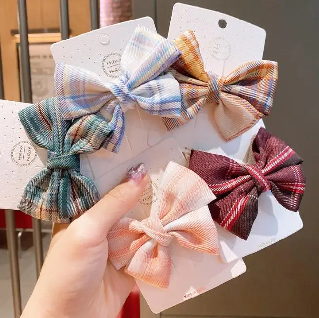 Girls Plaid Hair Clips colour hairpins 3/5pcs/lot  barrettes for women kids Children Hair Accessories Headwear