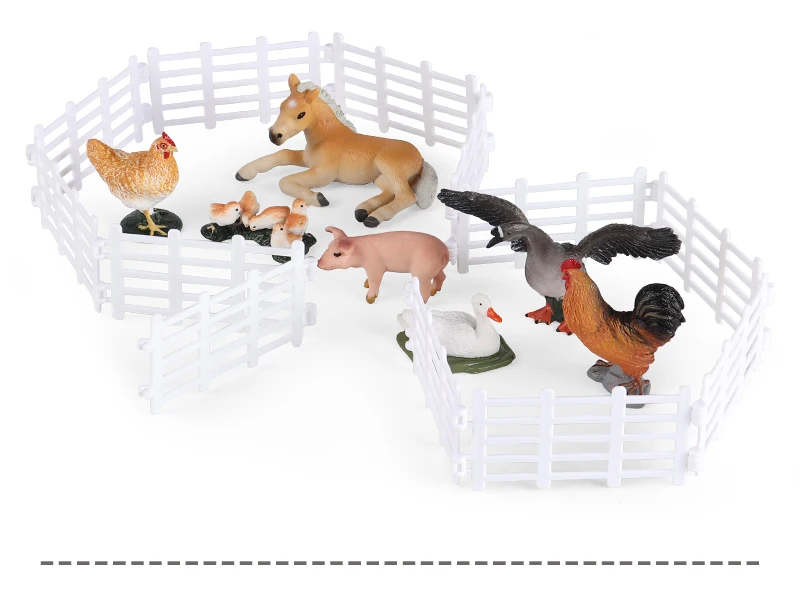 Oenux Simulation Bauernhof Zaun Szene Spielzeug Bäume Haus Bauer Einhorn Tiere Modell Miniatur Handwerk Hause Dekoration Nette Kinder Geschenk – Detail 13