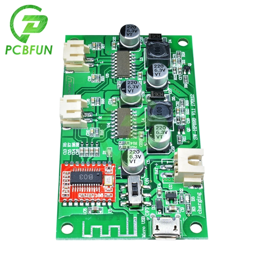 2-CH 2X 6W Stereo Bluetooth Amplifier Board Lithium Battery Powered AMP DC 5V 3.7V for Speaker Impedance 4Ω 6Ω 8Ω for Arduino