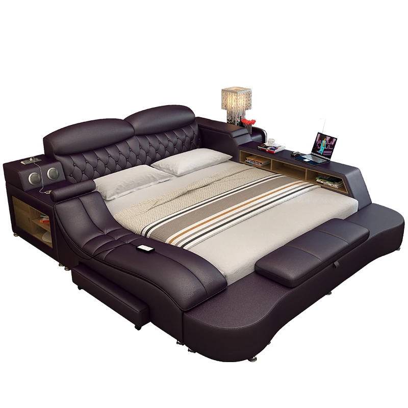 Tatami bed big bed double bed 2 m 2.2 m 2.4 master bedroom Japanese modern minimalist widened bedroom leather bed