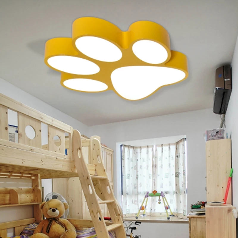 Modern Creative Paint Colorful Iron Children Bedroom LED Lighting Home Decoration Arcrylic Footprint Design Ceiling Lamp