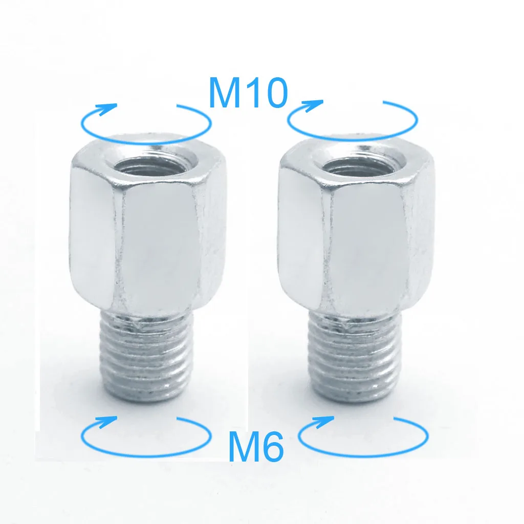 1 par (2 pces) adaptadores do espelho traseiro da motocicleta scooter m10 10mm m8 8mm a 6mm m6 macho fêmea mão direita rosca mudando parafuso