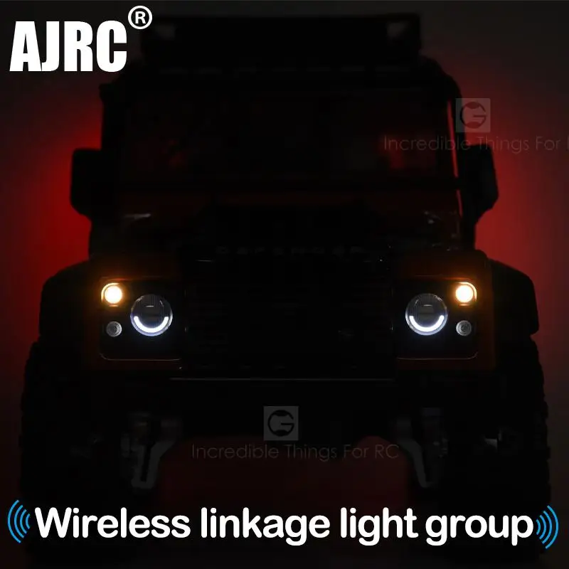 Faros inalámbricos Bluetooth para Trx-4 Defender, luces de circulación diurna, luces de giro, luces de marcha atrás