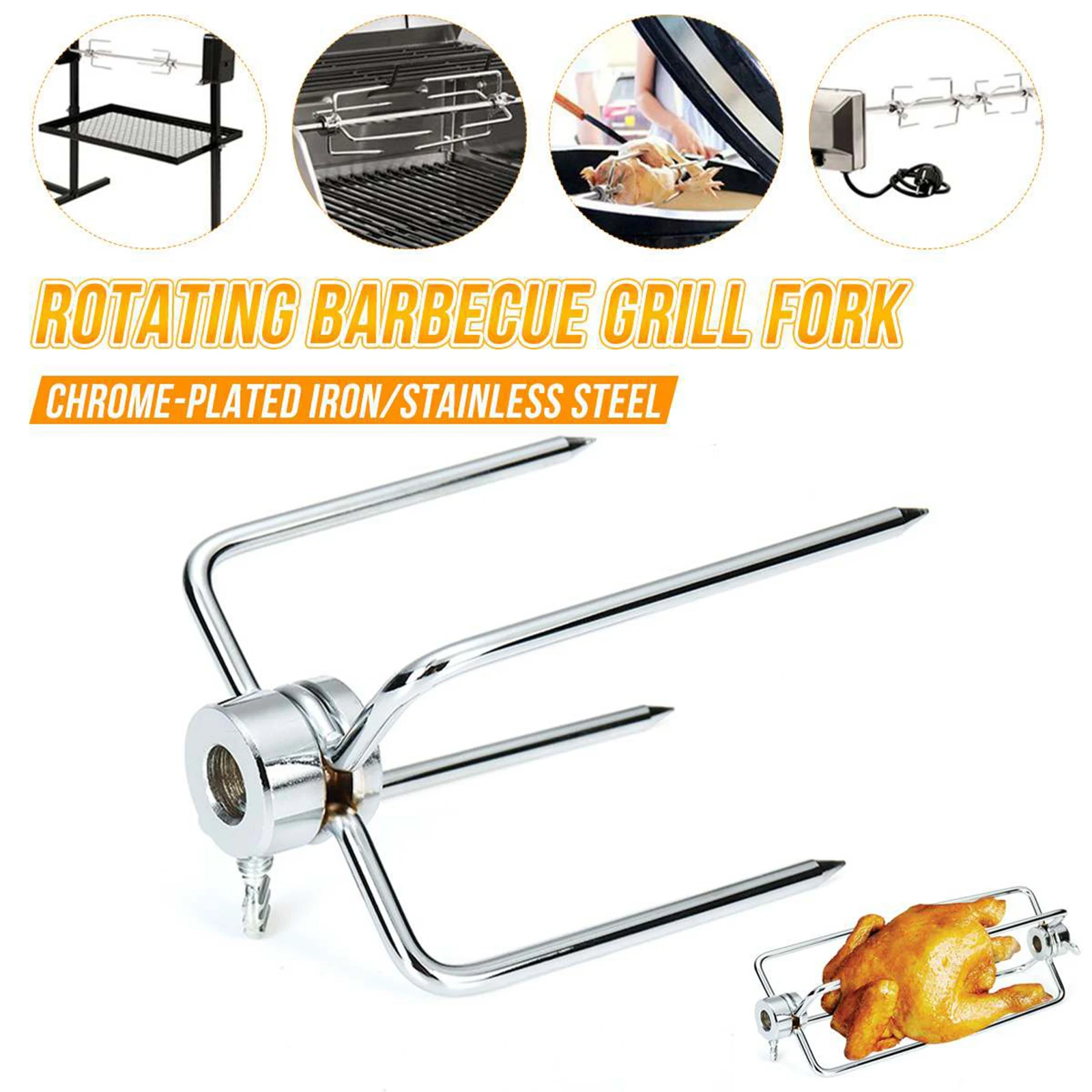 2x Rotisserie BBQ Spit Fork Roaster Charcoal Grill Barbecue Accessories Spirit Sods Roast Outdoor Barbecue Replacement