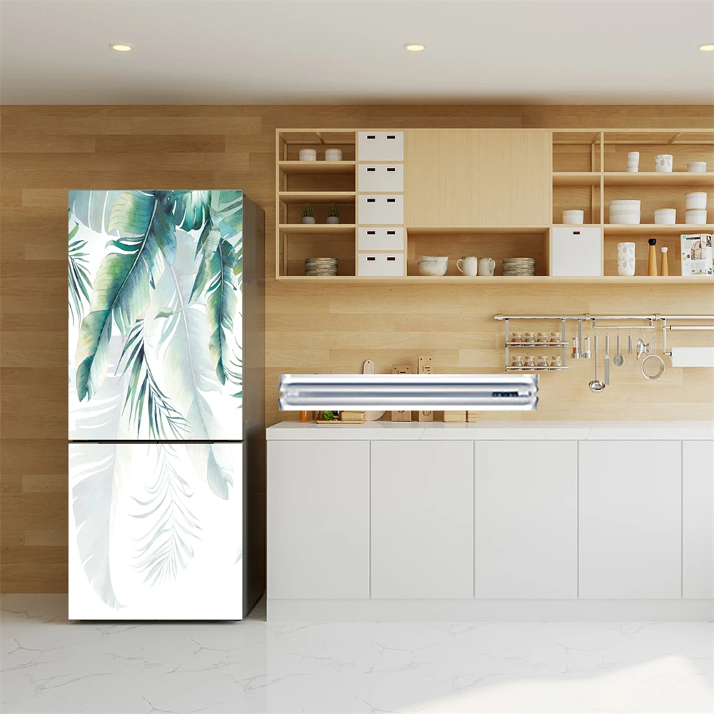 Kitchen Fridge Sticker Vinyl Refrigerator Wallpaper Full Covers Self-adhesive Lotus Flower Mural Freezer Film Decor Poster Decal