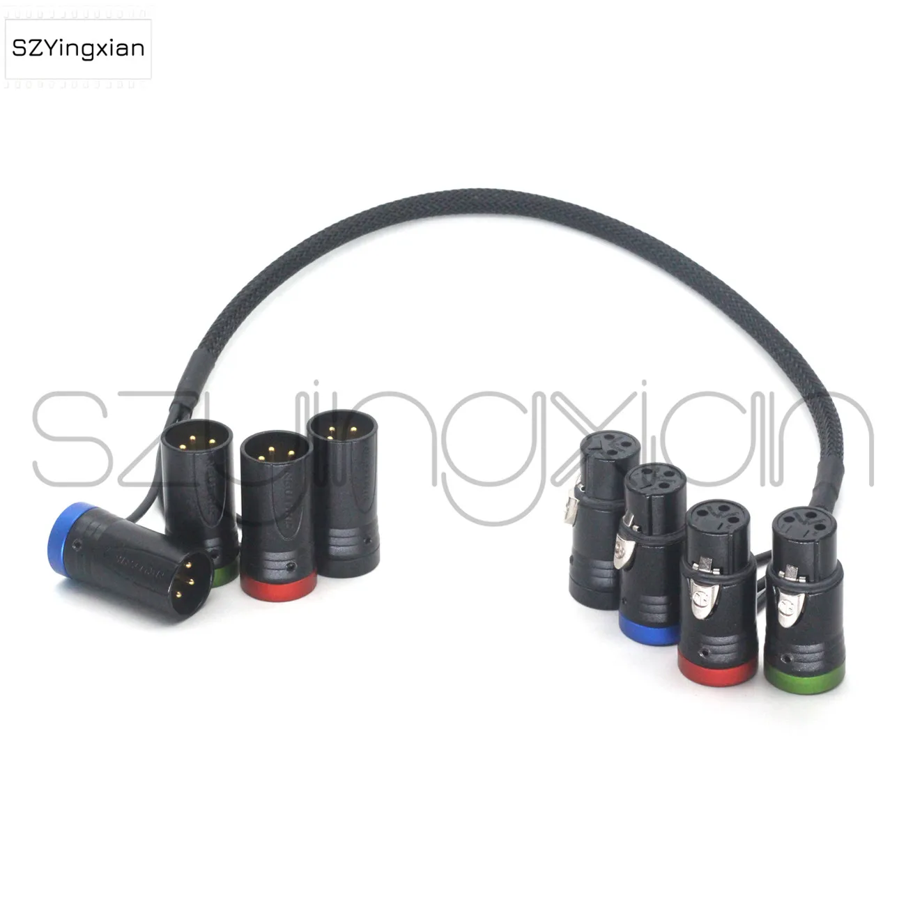 Imagem -06 - Curto Lxr Pinos Macho para Fêmea Cotovelo Cabo de Áudio Neutrik Capa Plana Xlr Furos Gravação Microfone Adaptador Cabo de Quatro Vias em