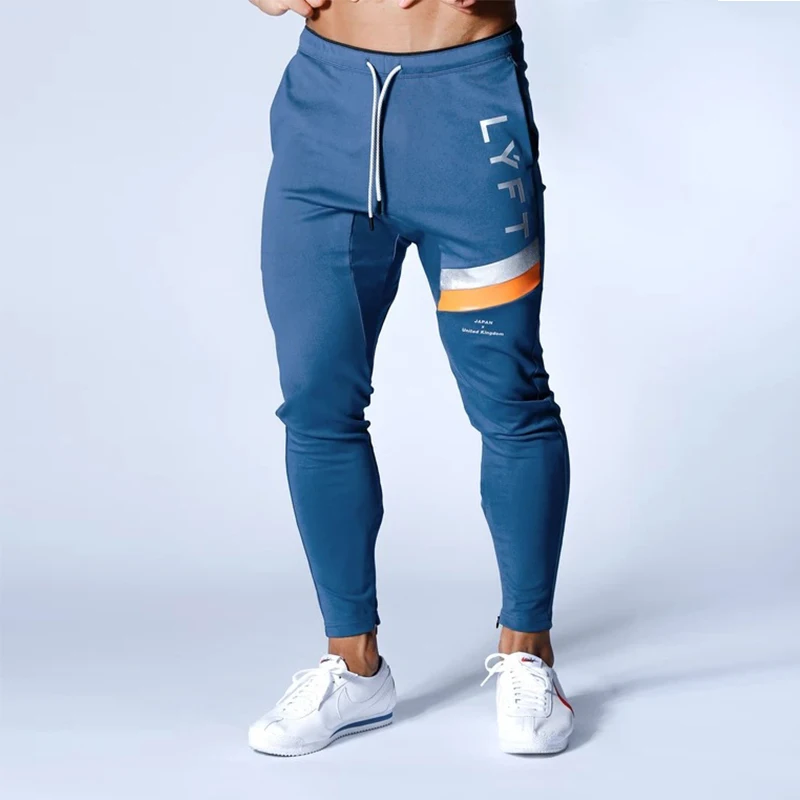 Japan & UK 2020 New SKY BLUE Zipper Pocket Sport Running uomo Joggers Bodybuilding pantaloni sportivi pantaloni sportivi allenamento da palestra