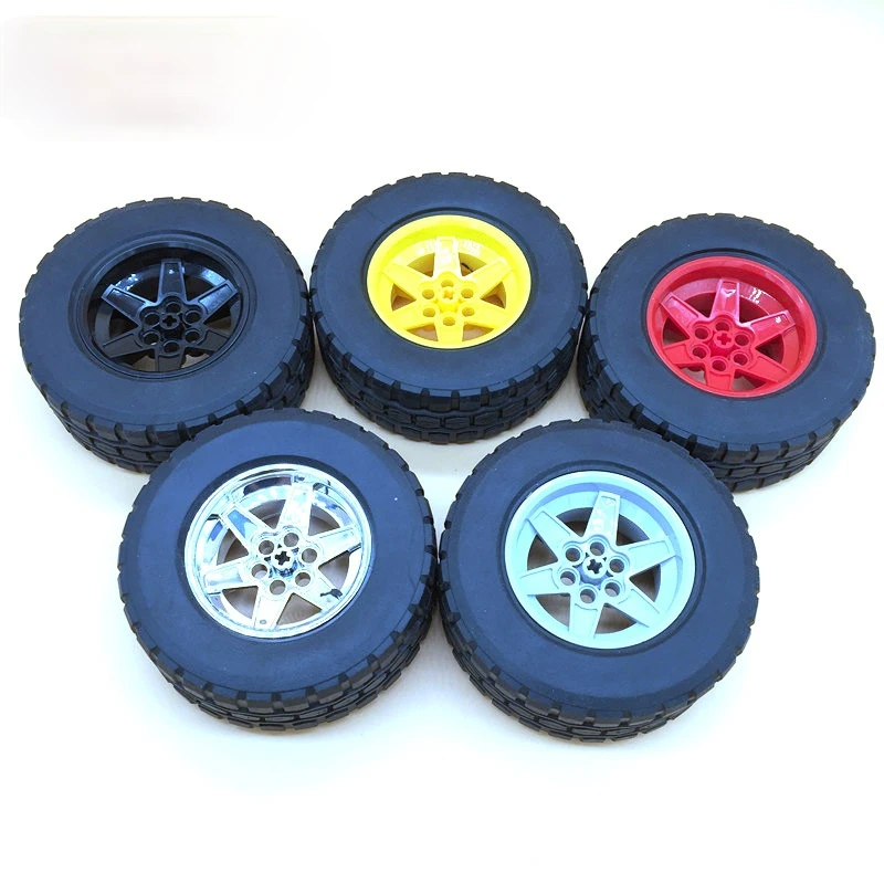 2 Pcs/lot High-Tech Wheel 94x38mm ZR Rim Wheel+Black Tire Hub 92912+15038 MOC Building Blocks Bricks Car Wheels Kids gifts Toys